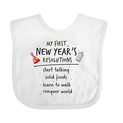 跨境亚马逊My First New Year's Resolutions白色婴儿口水巾母婴