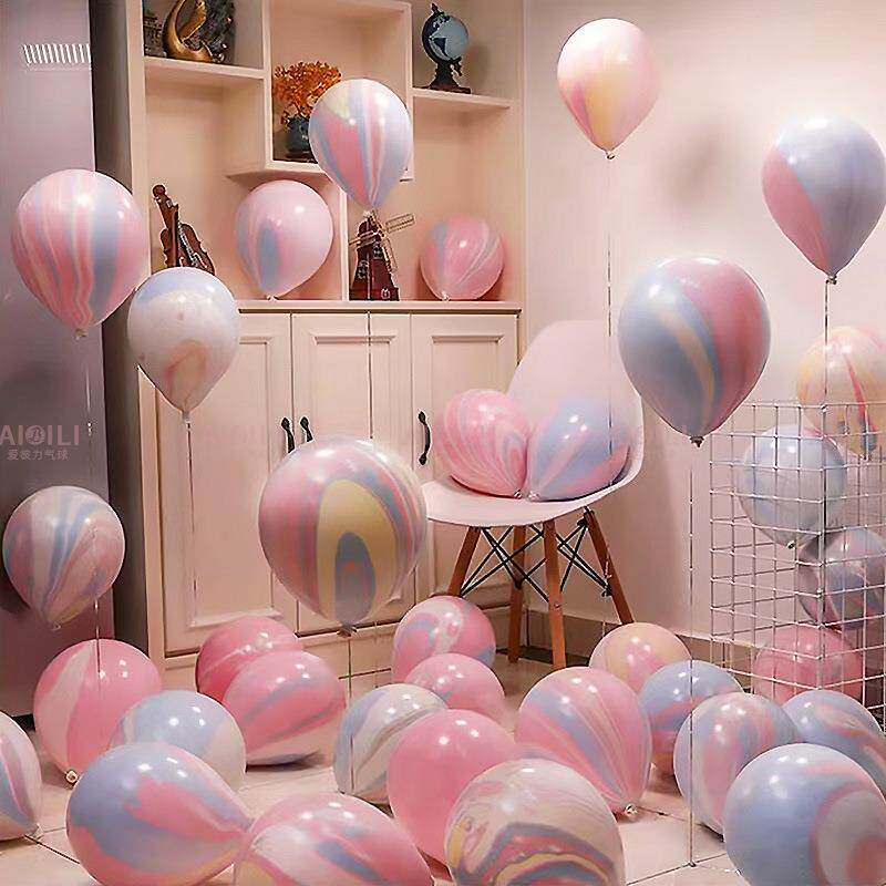 2.2克10寸加厚玛瑙乳胶气球 生日派对场景布置大理石纹理装饰气球