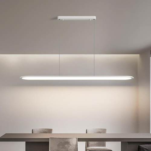 新款北欧餐厅吊灯创意个性led极简椭圆形白色吊灯现代简约饭厅灯