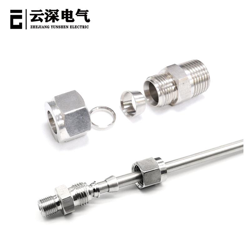 304不锈钢卡套金属软管接头ZG1/8 1/2外丝直通终端NPT1/4仪表气管