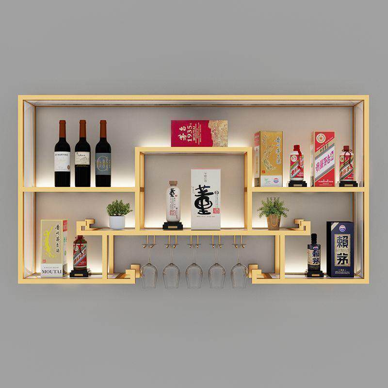 工业风酒吧酒架壁挂式酒吧酒柜铁艺中式创意现代简约靠墙展示架子