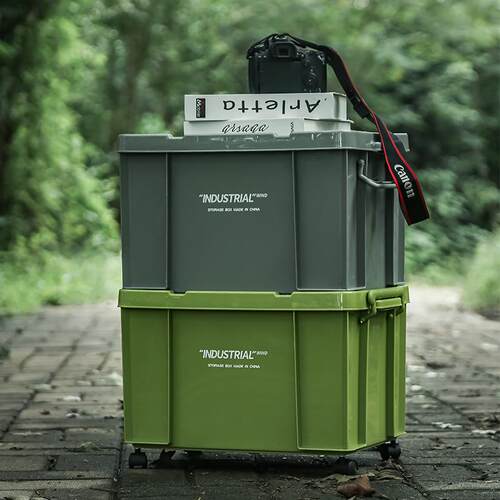 工业风收纳箱加厚塑料组合柜复古露营户外客厅咖啡轮车载大储物箱