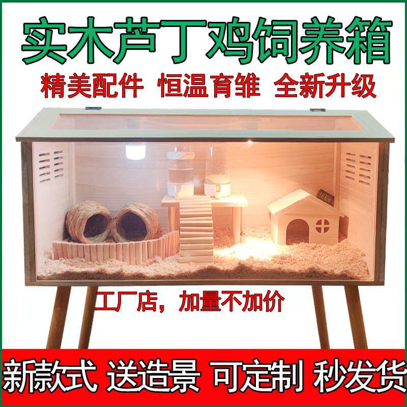 实木芦丁鸡饲养箱卢丁专用育雏恒温箱宠物养殖仓鼠笼子小房子别墅