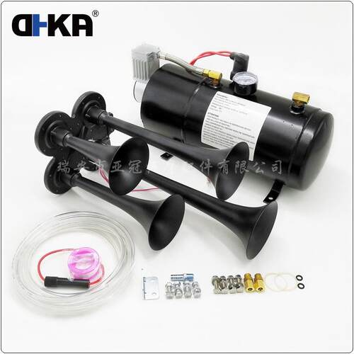 跨境直供150psi 3L空气压缩机喇叭套装汽车改装气喇叭气泵套装