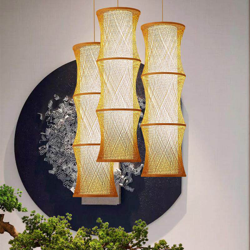 新中式竹3702编吊灯端酒店大堂墅艺术灯具别客灯厅餐厅楼梯日高式