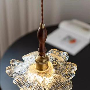 中古瓣餐厅吊花灯胡桃简约吧古台三头木长餐桌灯法式 复莲韵59过道