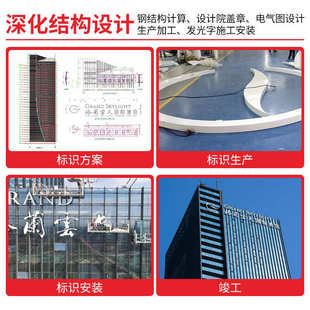 点阵字酒店楼顶广告牌大型发光字 外露灯珠铝板冲孔字12mm下沉式
