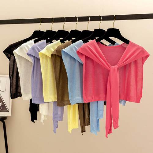 2025新款2025新款网红百搭夏季薄款冰丝针织小披肩女搭衬衫单卖空