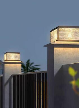 柱头灯太阳能大门子两MEA款侧玻璃柱灯新门灯柱现代别墅大门围墙