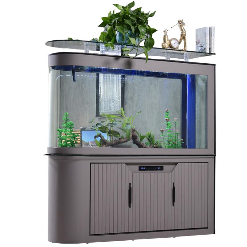 客厅鱼缸2024新款创意现代轻奢风水族箱子弹头家用屏风隔断底滤