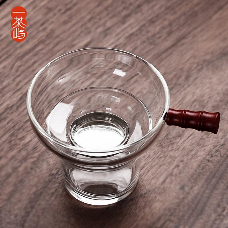 文竹隔热玻璃茶漏茶叶过滤器泡茶滤器公道杯茶隔滤网功夫茶具配件