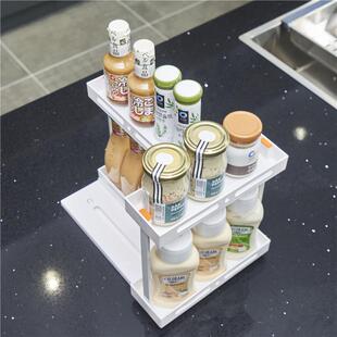 厨房抽拉式调料置物架新款台面可旋转架加高收纳调味品调味料柜内