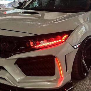 两厢思域LED天使恶魔眼透 十代思域大灯总成改装 适用于适用16 21款