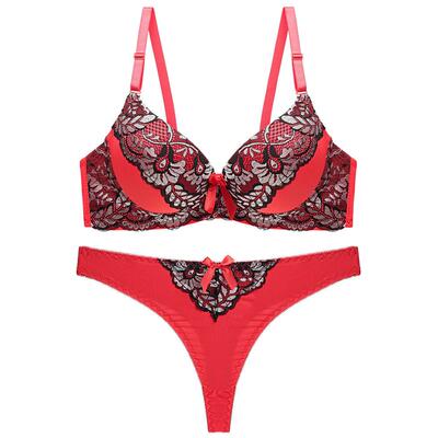 Lace plus size sexy thong bra set underwear