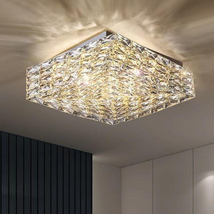 别墅客厅水晶灯led轻奢吸顶灯现代简约大气家用方形卧室方形灯