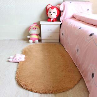 椭圆形床边毯加厚床底卧室满铺床前粉色长毛可定制家用毛毯地垫