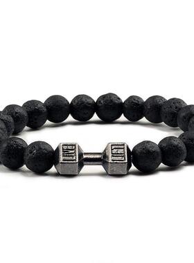 Classic Natural Stone Beaded Bracelet gym Fitness Dumbbell