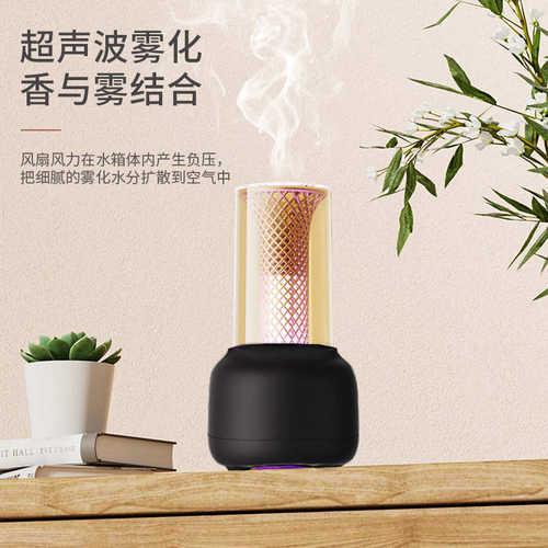 新款烛光灯香薰机加湿器家用办公桌面氛围小夜灯扩香器