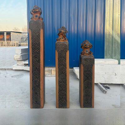 石雕猴子拴马桩青石做旧三不猴四不猴彷古石柱墩子栓马柱装饰摆件