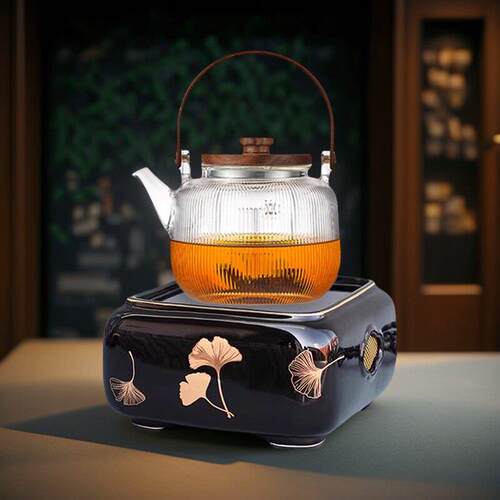 莺歌烧高端无线 线遥控黑晶炉家用四方小型泡茶烧水炉玻璃壶煮茶