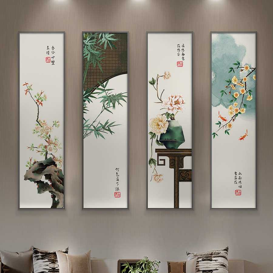 深圳大芬油画村新中式客厅沙发背景墙装饰画餐厅挂画壁画四联画