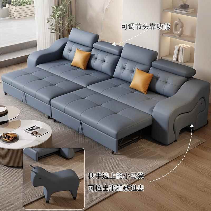沙发床多功能推科拉两用贵妃储物厅组创合客现代简A056约意技布沙