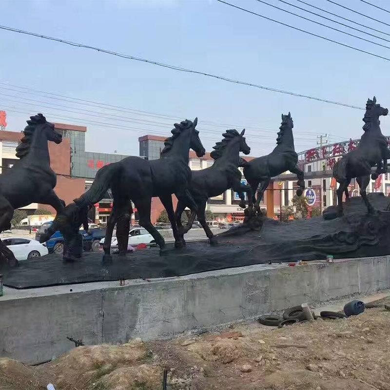 厂家热销铸铜八骏马雕塑大型城市雕塑铜马门口摆件支持拿图制作