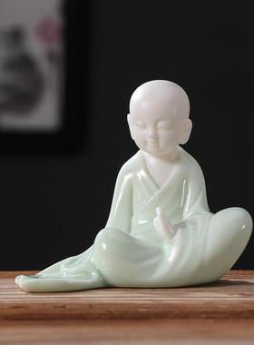 正品禅意客式精品尚陶瓷人物小和摆件创意香插香器创中意家居厅装