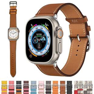 Leather Watch Band for Apple Watch Ultra 2 Strap Series 9 8