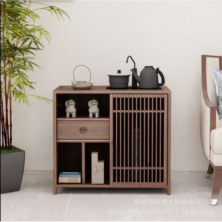 新中式老榆木办公室烧茶水柜台一体式收纳柜民宿酒店商用茶桌