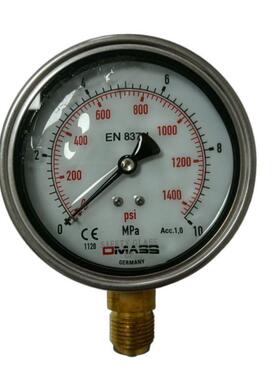 德国DMASS压力表60mpa MBB10B-600-1-Z油德玛仕压表YN100 EN837-1