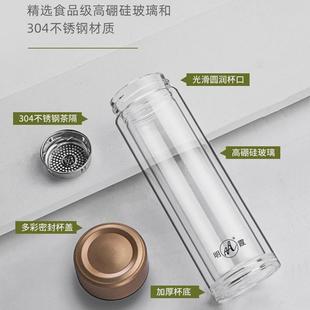 象力双层玻璃杯家用便携透明水杯开业礼品印字杯子批发定制泡茶杯