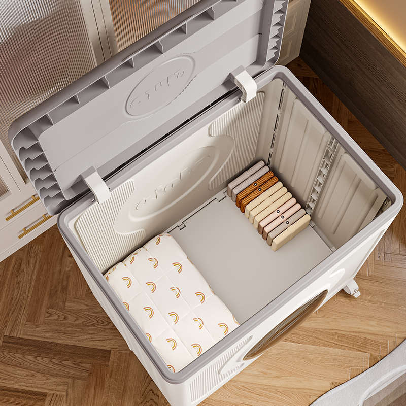 箱大容量轮筐翻盖160l带塑料收纳整理家用多功能折叠箱衣物收纳