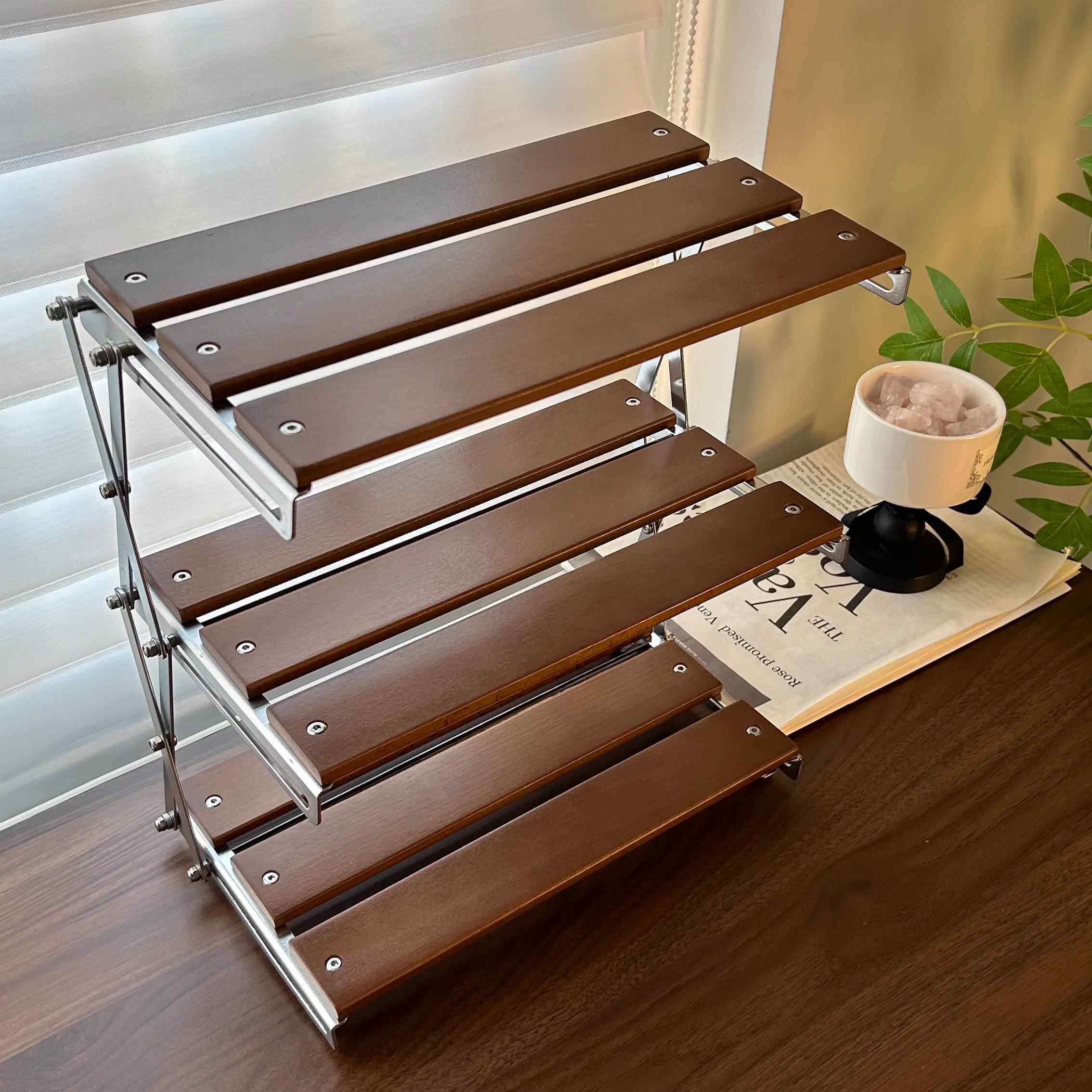 DOPOZONE中古折叠置物架手冲咖啡角布置器具收纳实木桌面杯子吧台