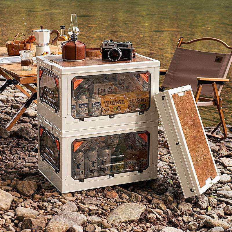 户外折叠收纳箱加厚加大容量五开门木盖整理箱露营车载储物收纳箱