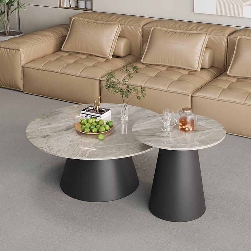 法式轻茶几简板约现代圆形岩客厅奢小家用户无品牌/型大小圆茶桌