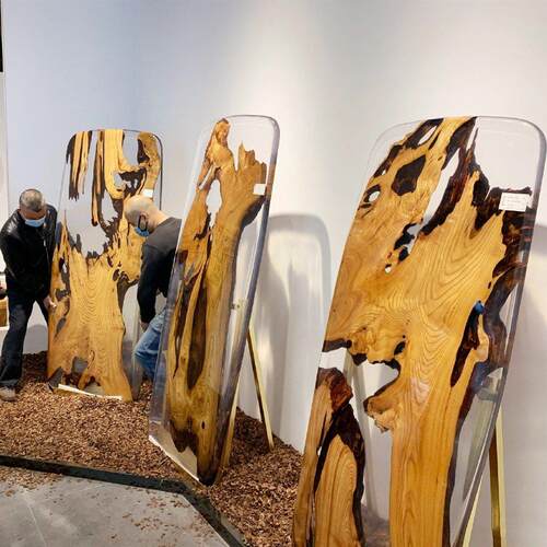 环氧树脂桌实木大板胡桃木花梨木原木河流茶桌餐桌轻奢茶台书桌面