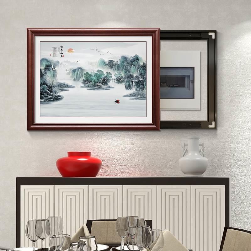 海纳百川新中式电表箱装饰画配电箱挂画餐厅遮挡电闸盒山水画壁画