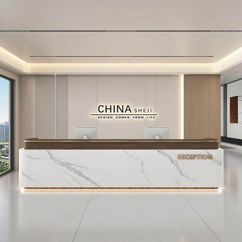 现代简约烤漆公司收银柜台办美容院酒店咨询桌定制服务台公室前台