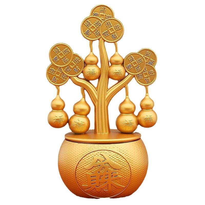 摇钱树转转福禄八方来财聚宝可旋转转运摆件店铺装饰沙金葫芦图片