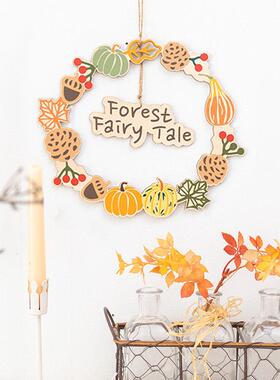 阿楹 秋天丰收节入户花环玻璃门上装饰厨房墙挂件幼儿园床头布置