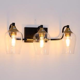 新款 复古浴室梳妆台玻璃灯罩3头4头ebay 壁灯镜前灯美式