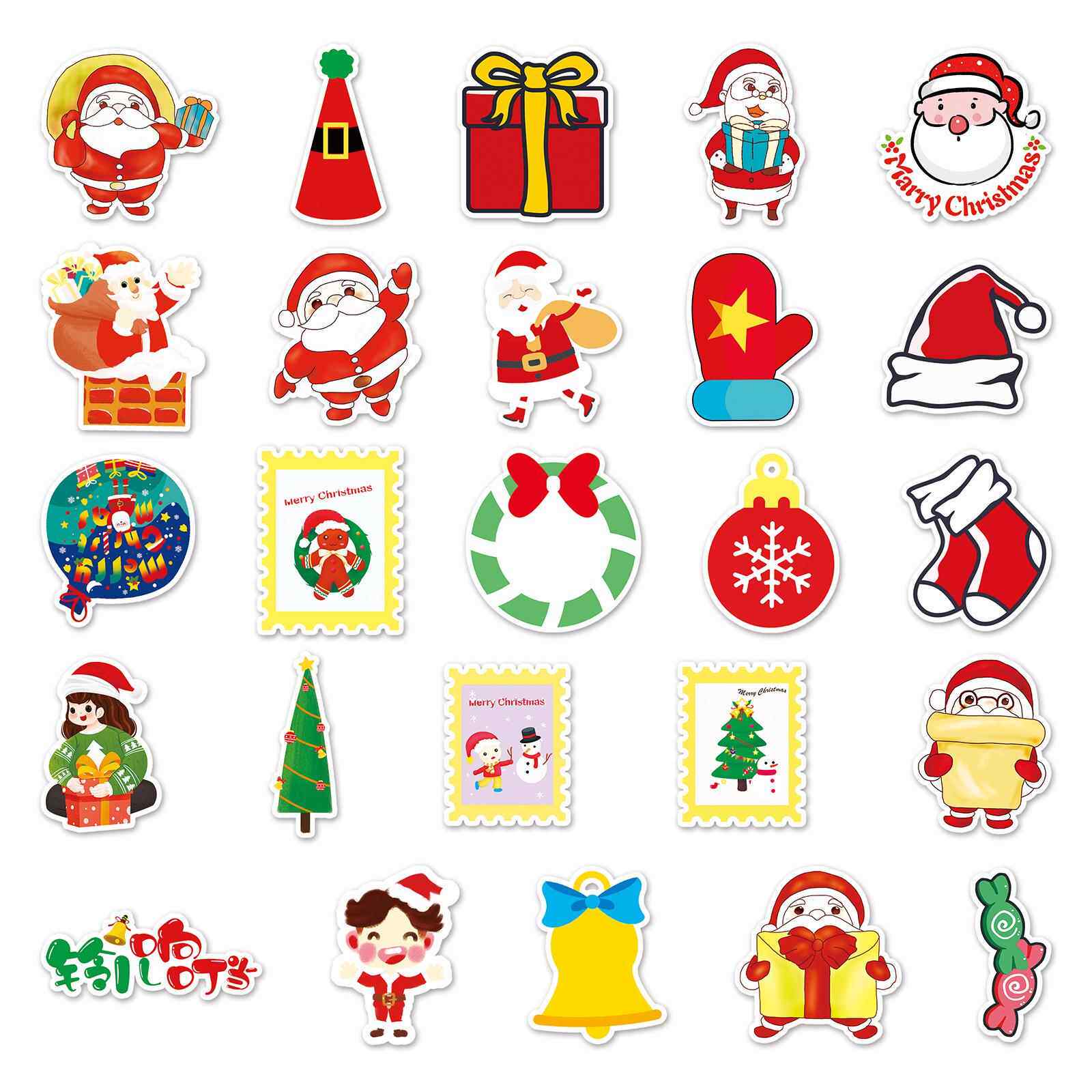 新款直销100张圣诞节行李箱贴纸潮流涂鸦贴纸笔记本 时尚滑板车冰