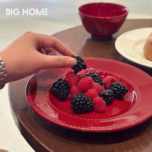 釉下彩平盘盘子红色结婚餐具碗碟家用高级感甜品陶瓷盘子乔迁送礼