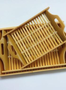 方形托盘饺子盘竹制品茶杯茶盘实木端盘日式面包篮馒头筐商用餐具