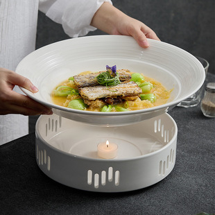酒店餐具专用明炉陶瓷干锅盘子创意特色蜡烛加热保温菜盘汤盘商用