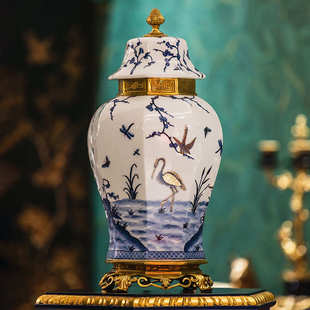 家居别墅高档奢华装 陶瓷铜制摆件美式 饰客厅茶几 复古风格 轻奢欧式