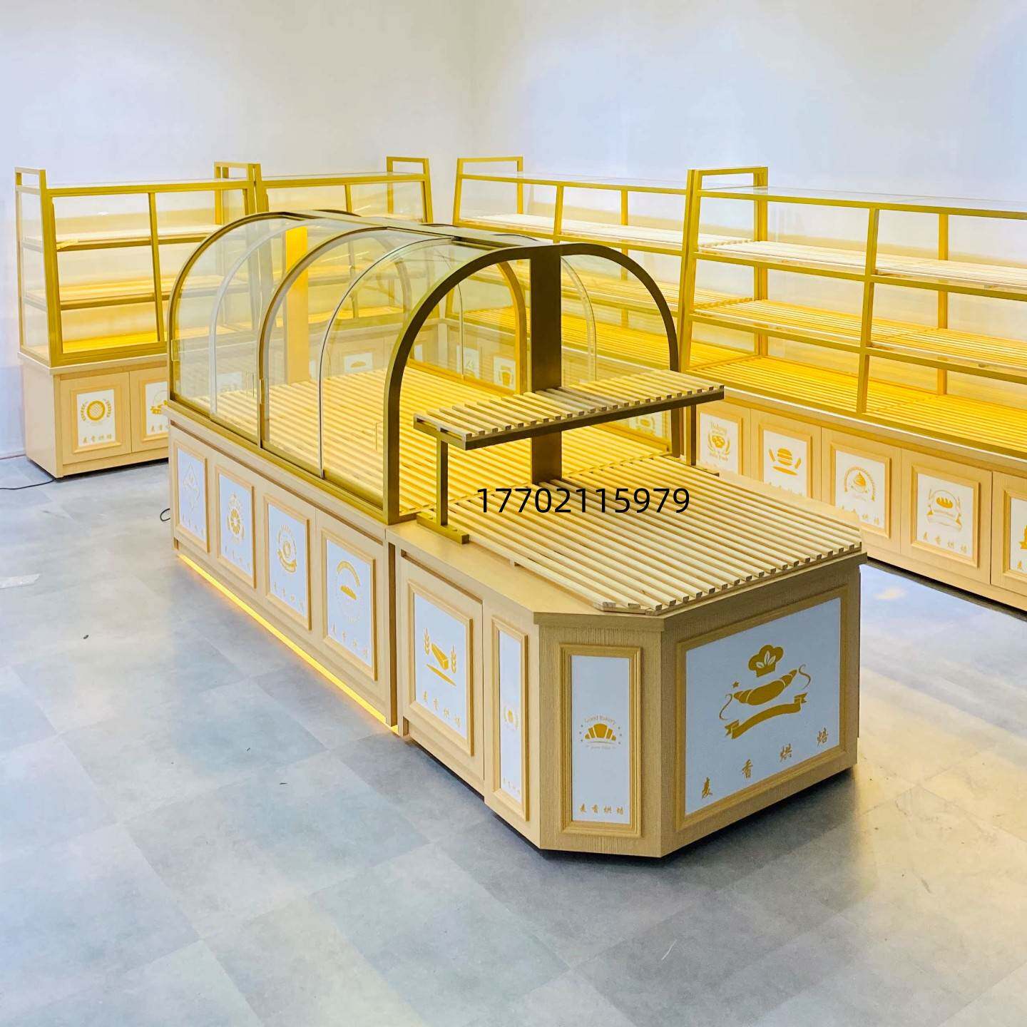 新款弧形面包柜展示柜商用玻璃中岛柜蛋糕糕点陈列柜甜品饼干货架