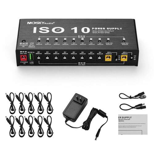 Mosky ISO10 路输出隔离单块多路效果器电源9V/12V/18V 效果器配