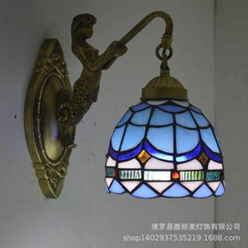 蒂凡尼玻灯饰客厅壁灯蒂尼外贸出口UDF店床头凡半璃酒圆壁灯
